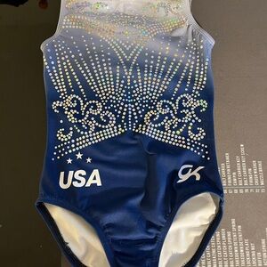 GK Blue and White Gymnastics Leotard
